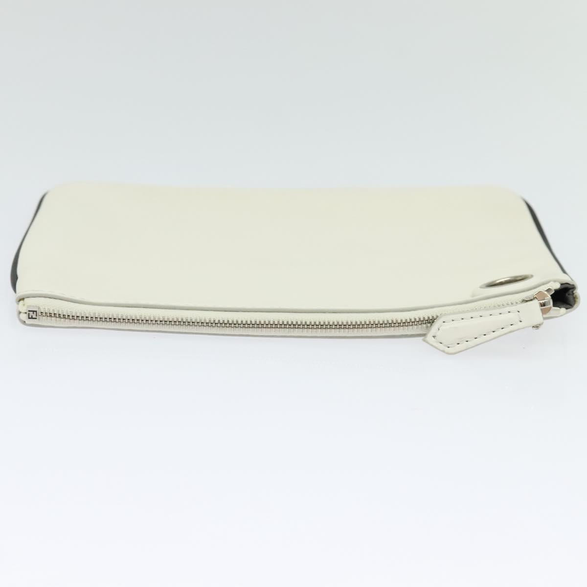 FENDI Triplet Clutch Bag Leather Blue White black 110886