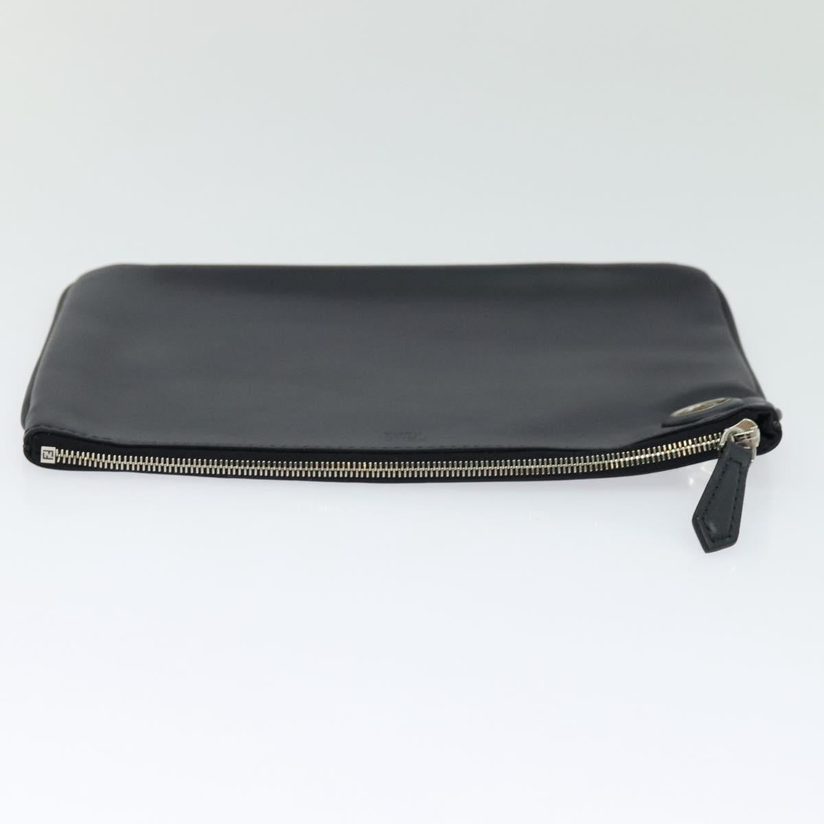 FENDI Triplet Clutch Bag Leather Blue White black 110886