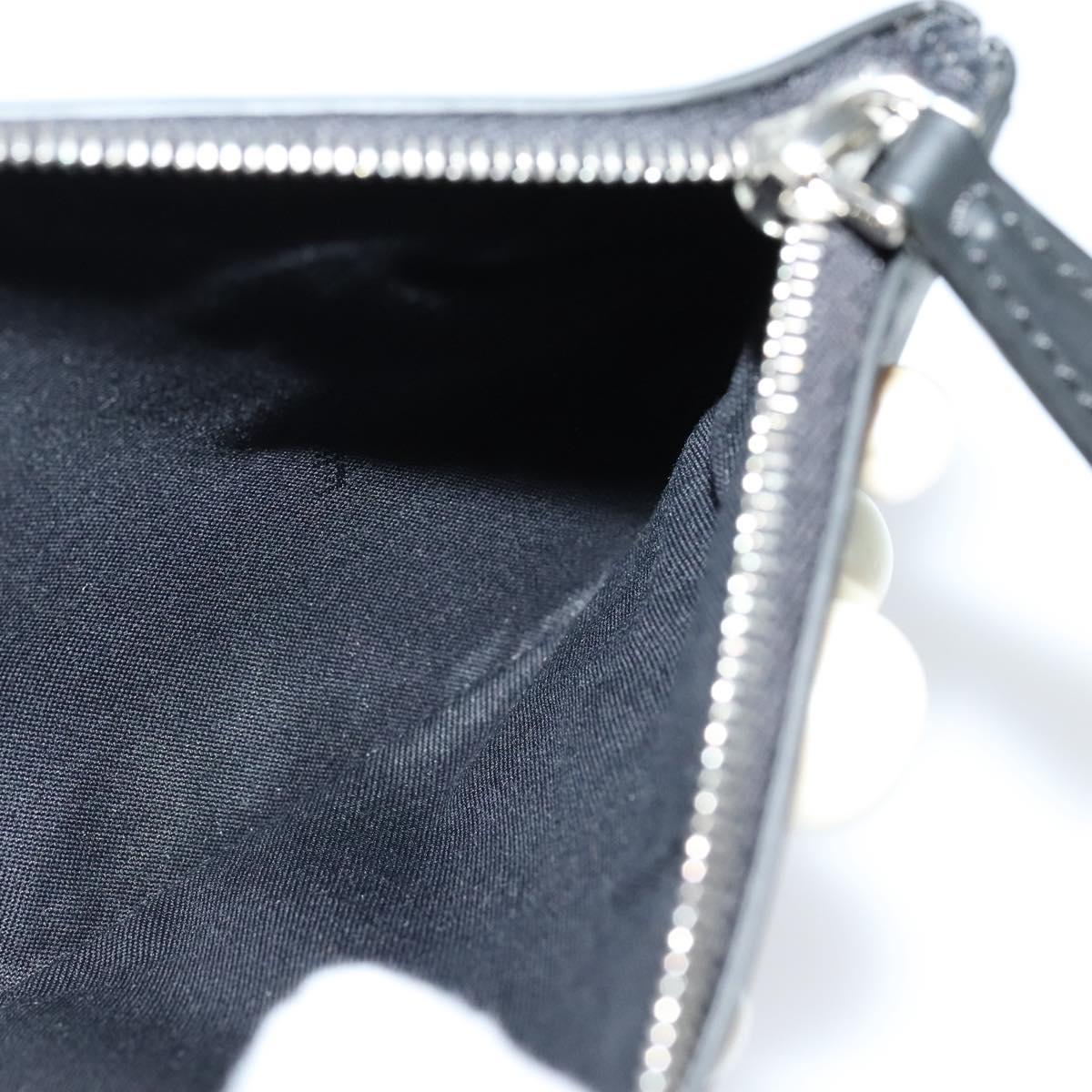 FENDI Triplet Clutch Bag Leather Black 110887