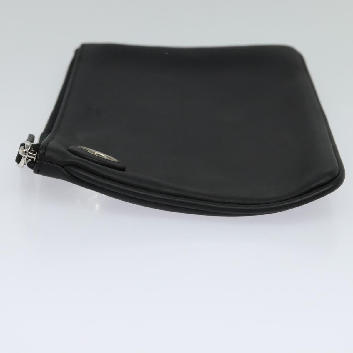 FENDI Triplet Clutch Bag Leather Black 110887