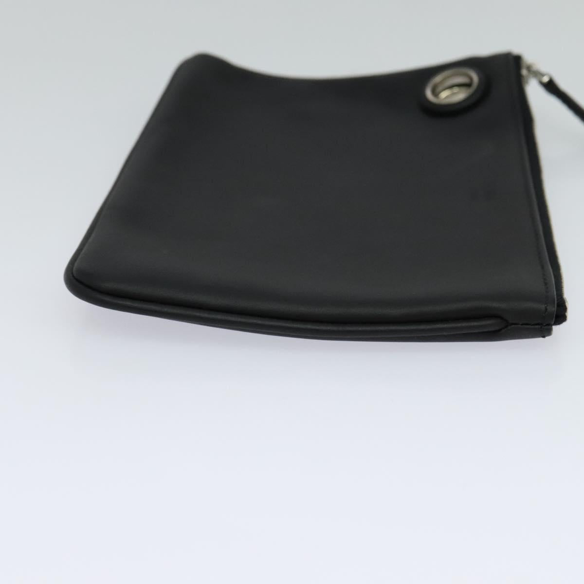 FENDI Triplet Clutch Bag Leather Black 110887