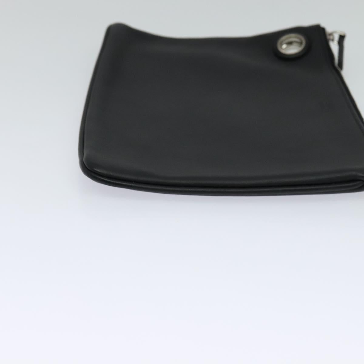 FENDI Triplet Clutch Bag Leather Black 110887