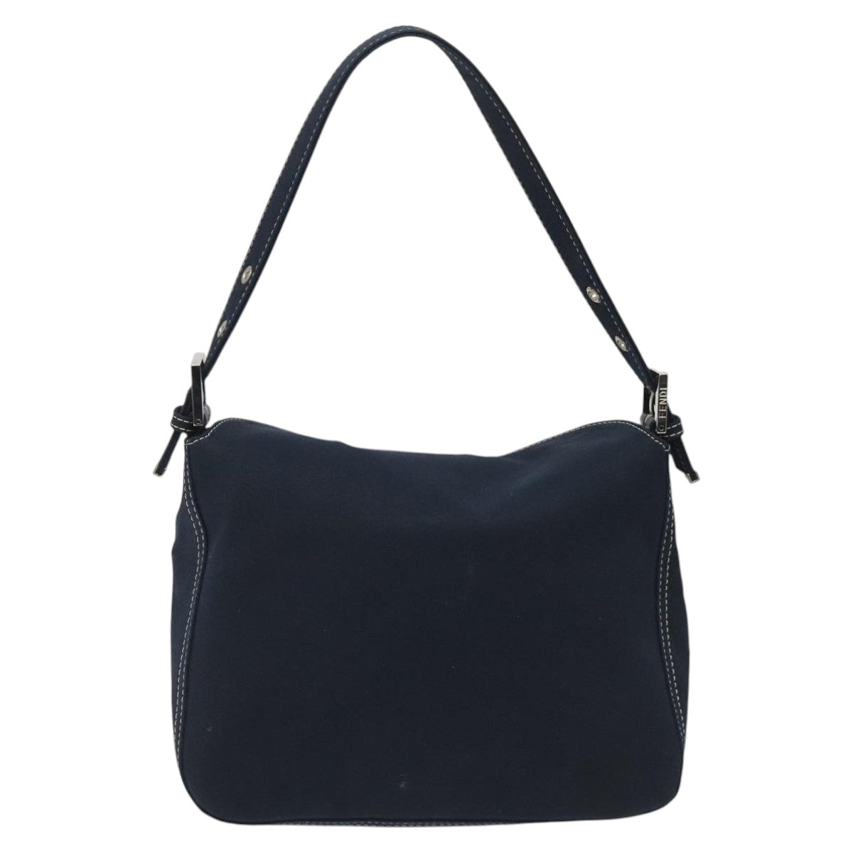 FENDI Mamma Baguette Shoulder Bag Canvas Navy 110912