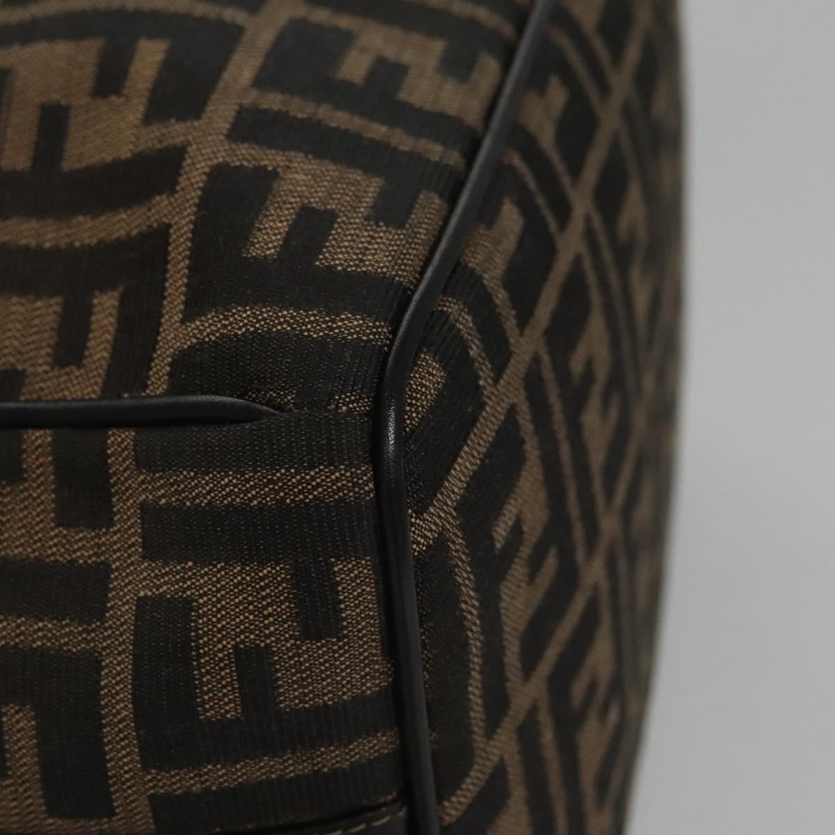 FENDI Zucca Canvas Hand Bag Brown Black gold 111097