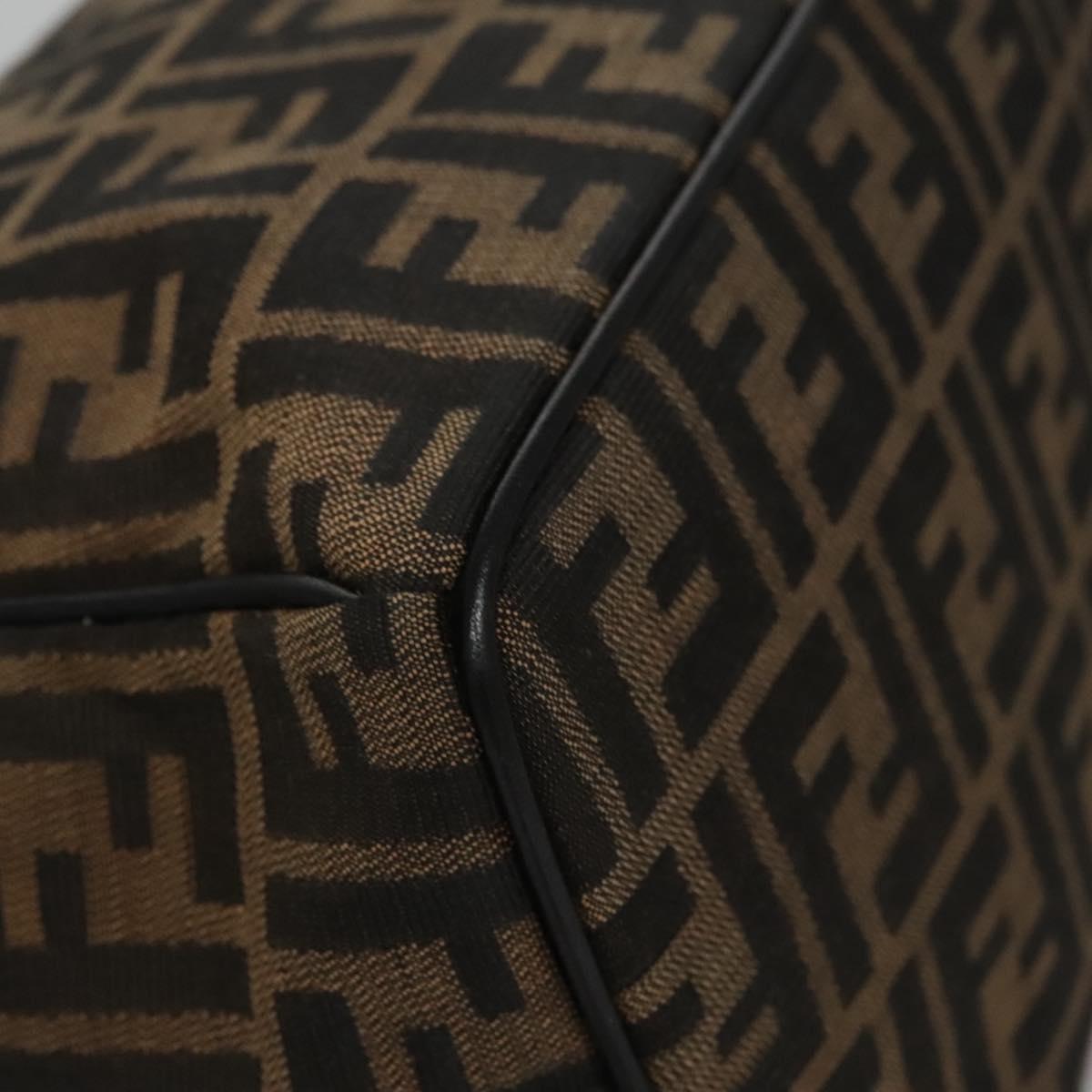 FENDI Zucca Canvas Hand Bag Brown Black gold 111097