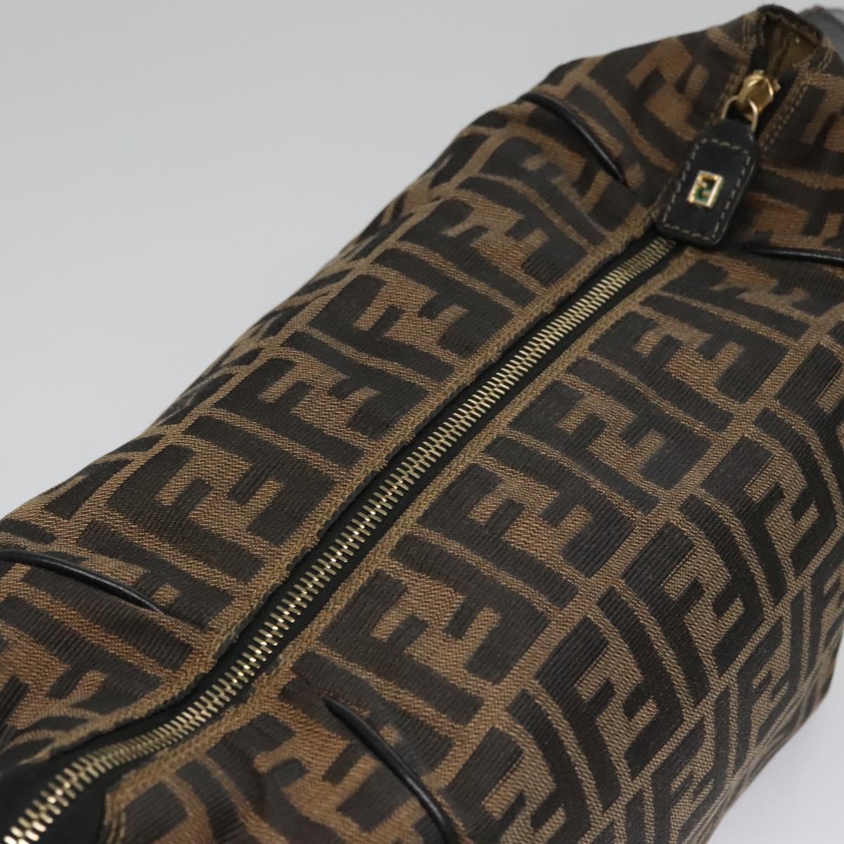 FENDI Zucca Canvas Hand Bag Brown Black gold 111097