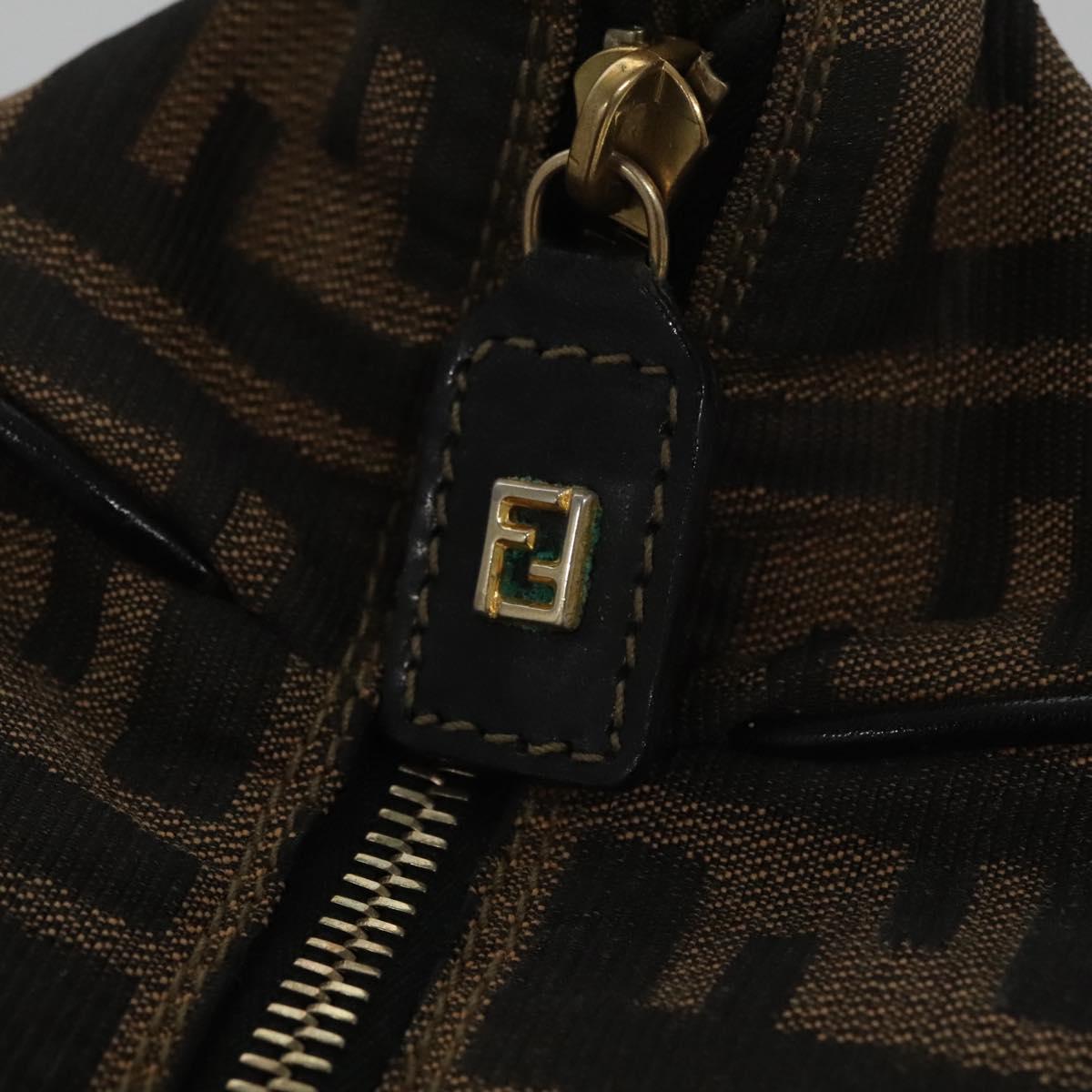 FENDI Zucca Canvas Hand Bag Brown Black gold 111097