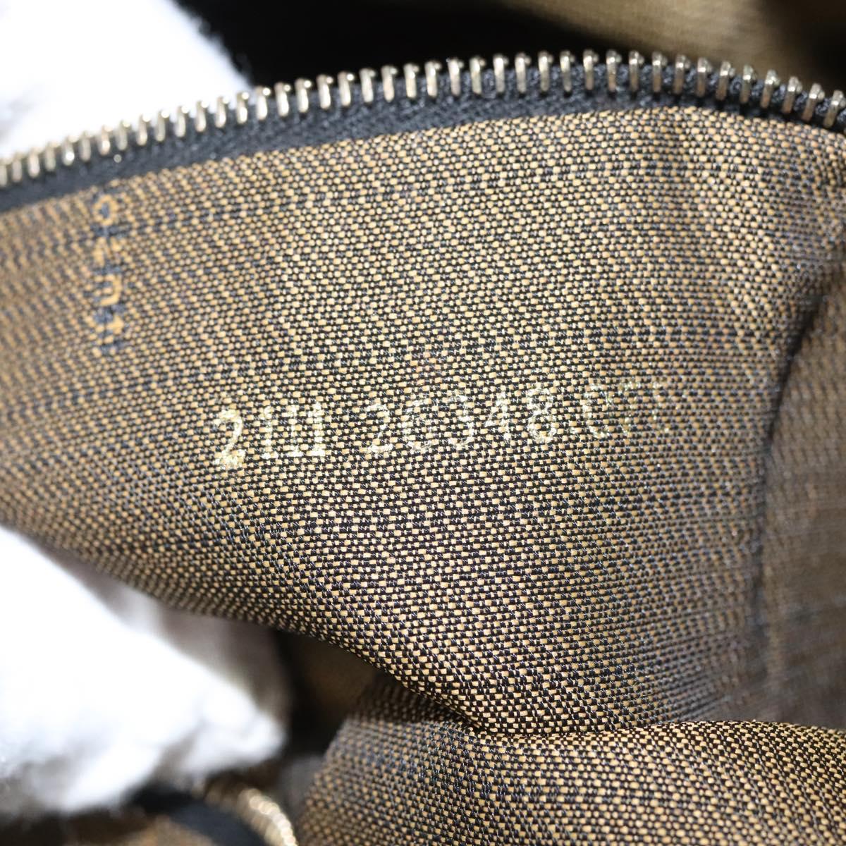 FENDI Zucca Canvas Hand Bag Brown Black gold 111097