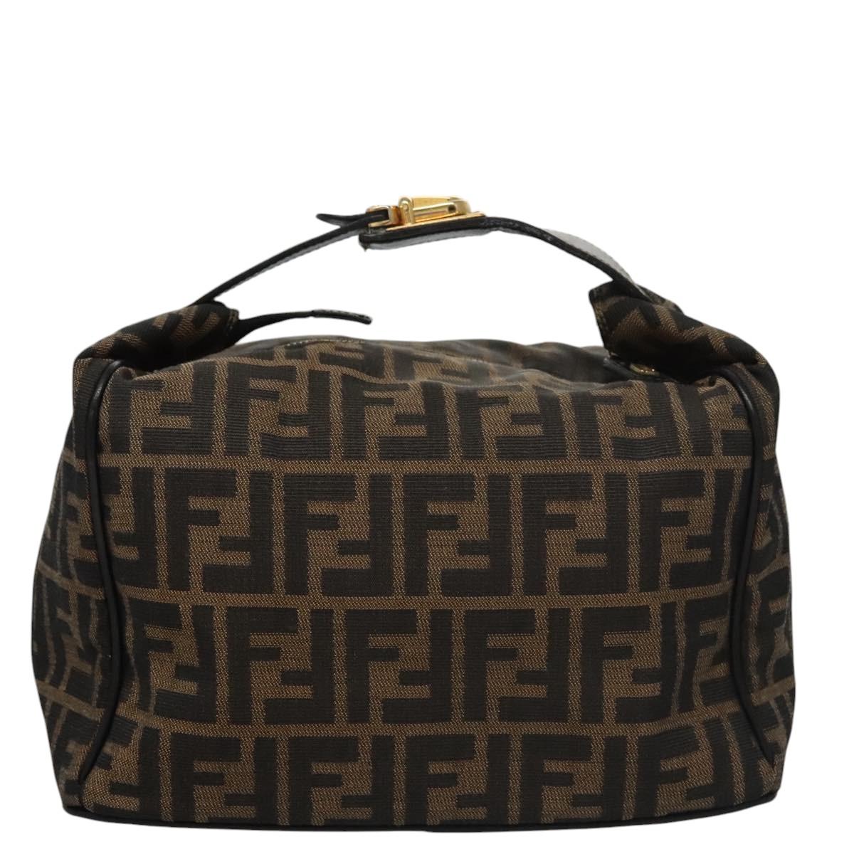 FENDI Zucca Canvas Hand Bag Brown Black gold 111097
