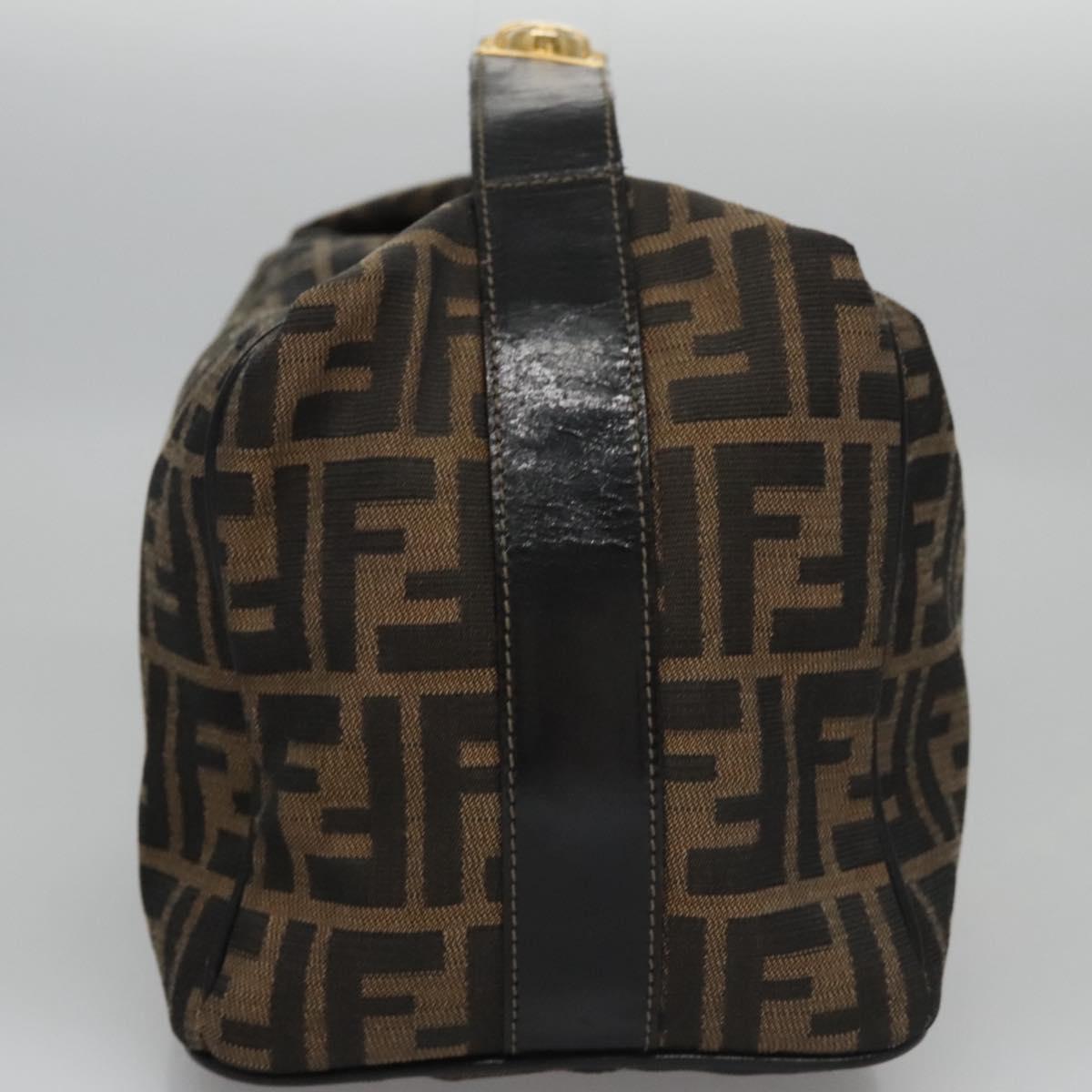 FENDI Zucca Canvas Hand Bag Brown Black gold 111097