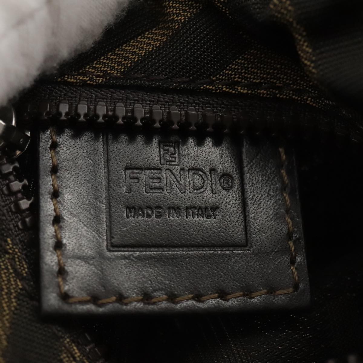 FENDI Zucca Canvas Pouch Brown Black 111183