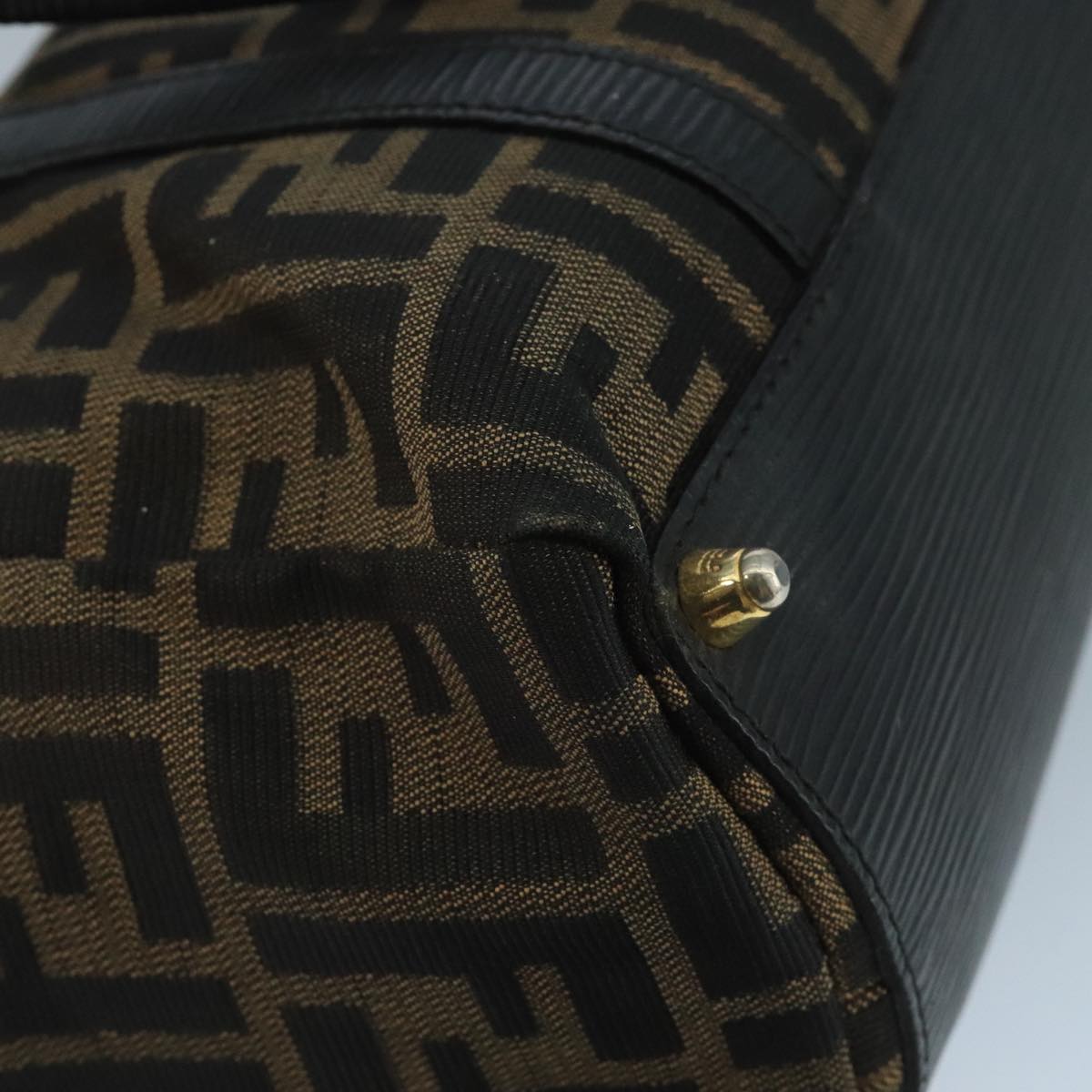 FENDI Zucca Canvas Hand Bag Brown Black 111184