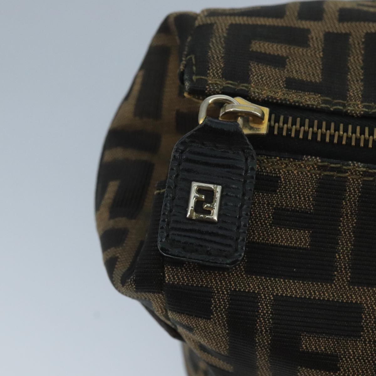FENDI Zucca Canvas Hand Bag Brown Black 111184