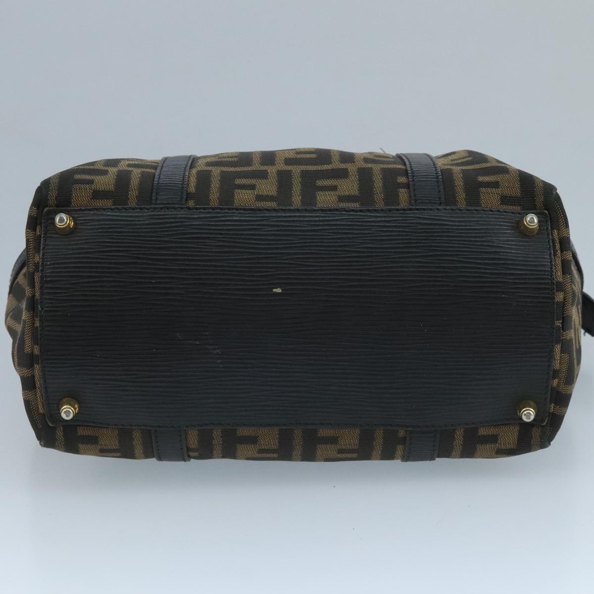 FENDI Zucca Canvas Hand Bag Brown Black 111184