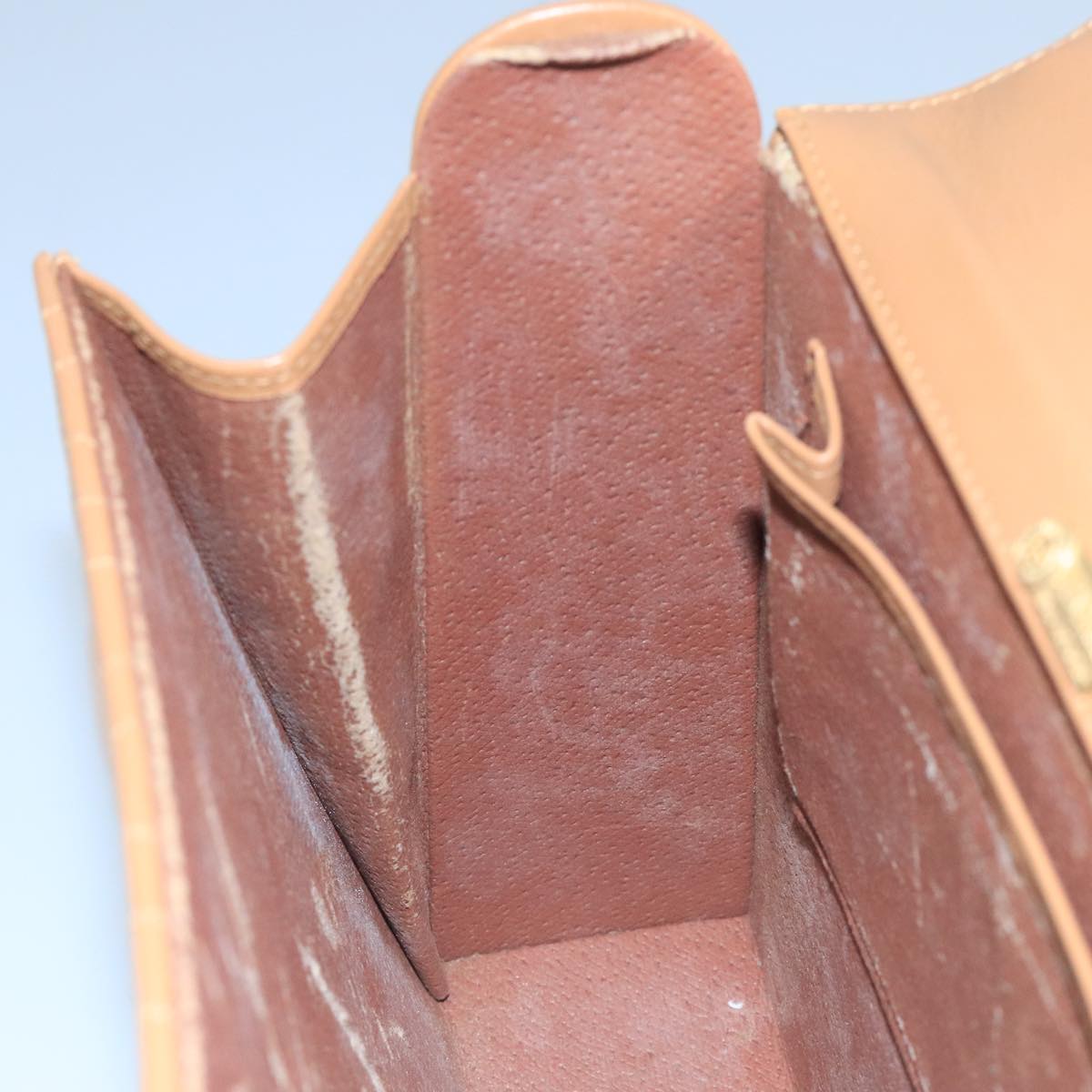 FENDI Hand Bag Leather Beige 111309