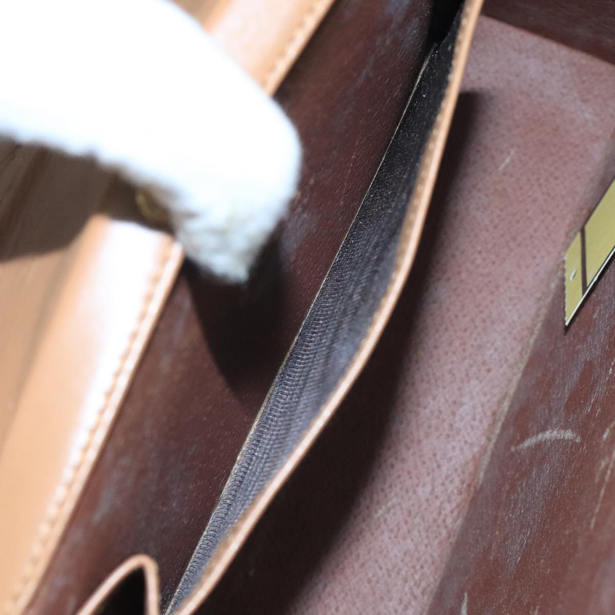 FENDI Hand Bag Leather Beige 111309
