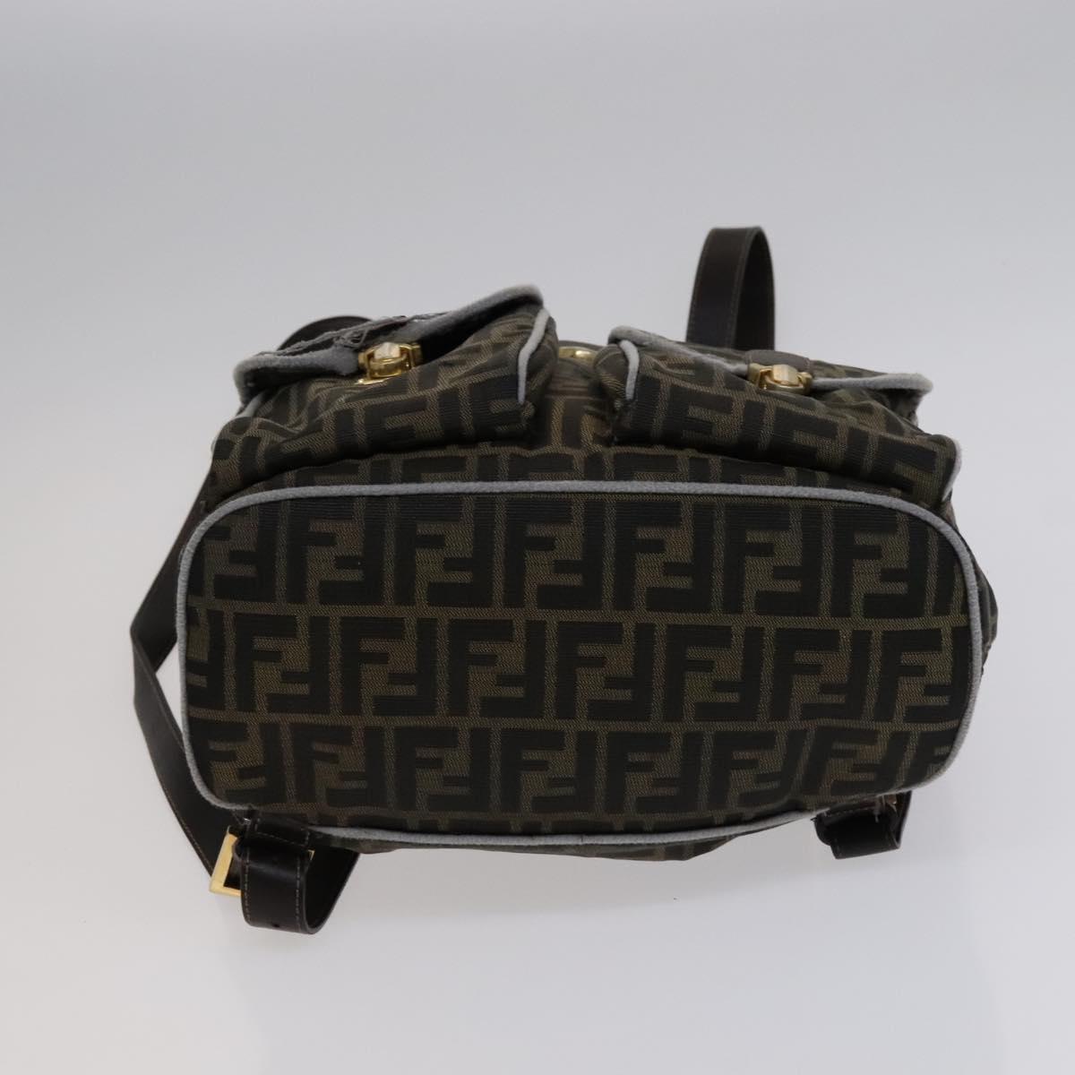 FENDI Zucca Canvas Backpack Brown Black gold 111351