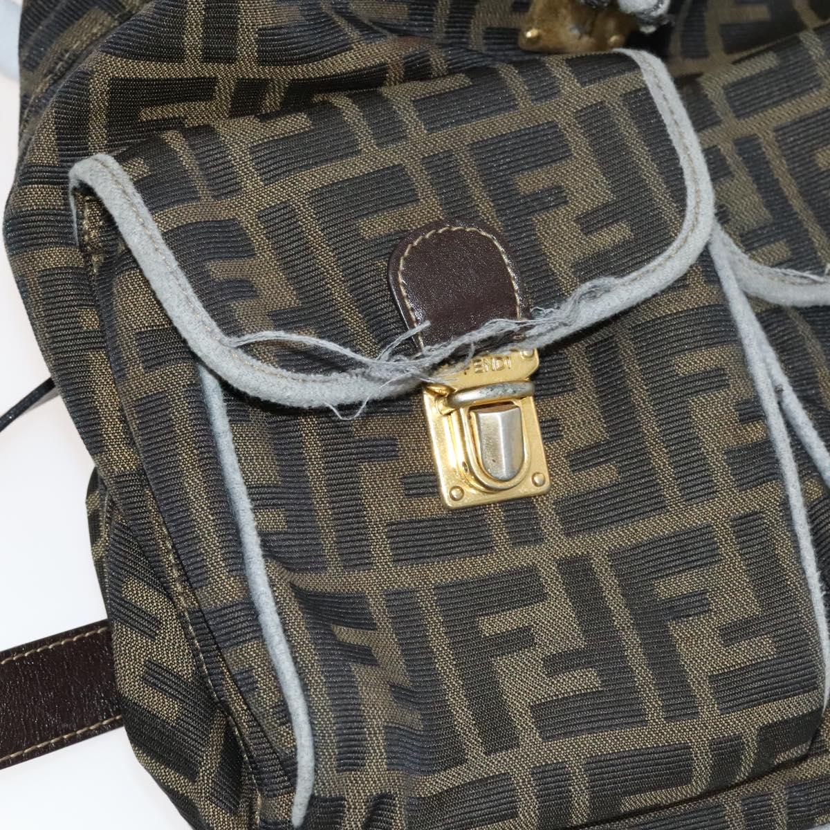 FENDI Zucca Canvas Backpack Brown Black gold 111351