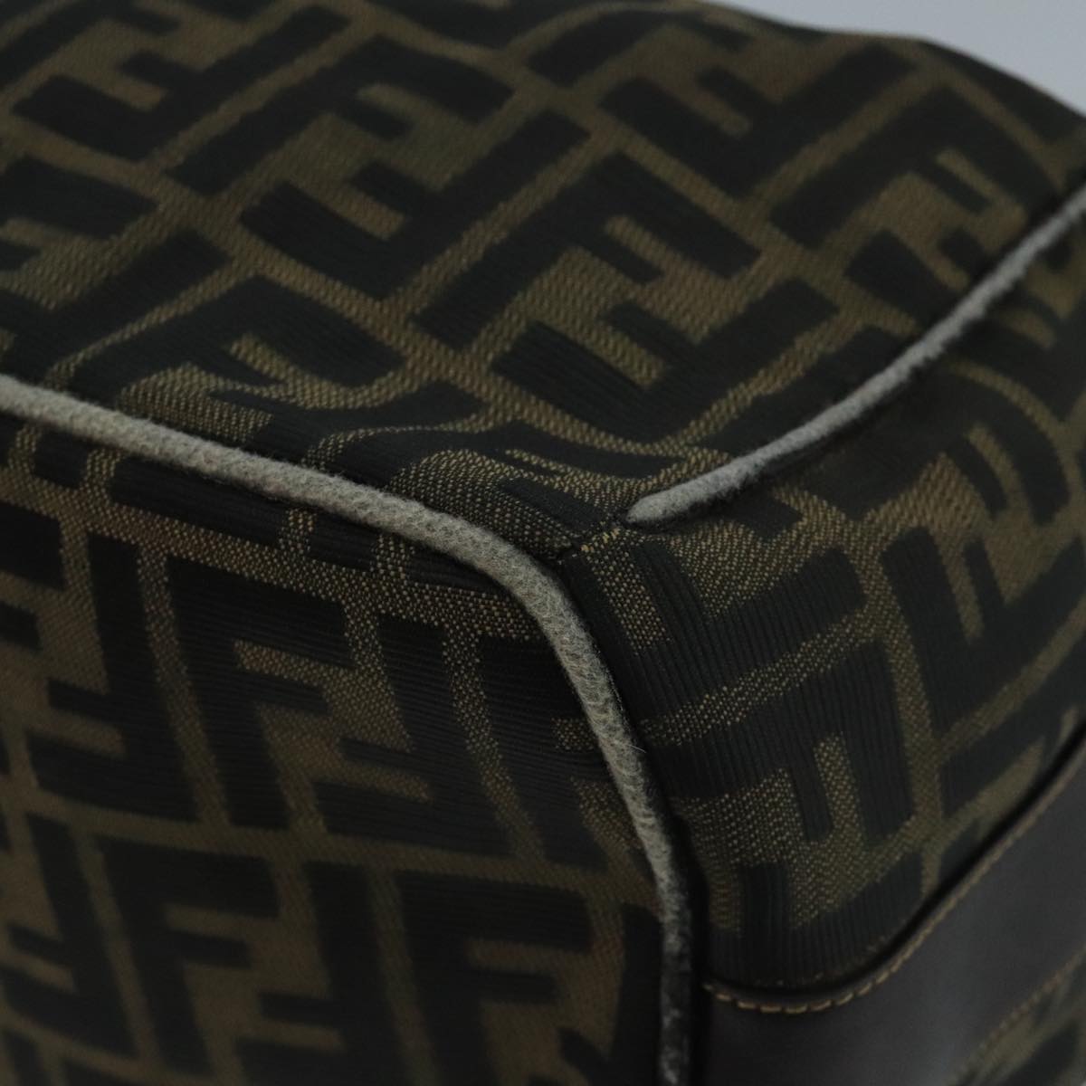 FENDI Zucca Canvas Vanity Pouch Brown Black 111352