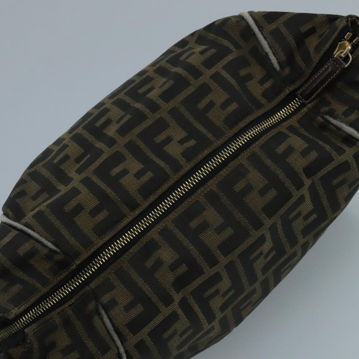 FENDI Zucca Canvas Vanity Pouch Brown Black 111352