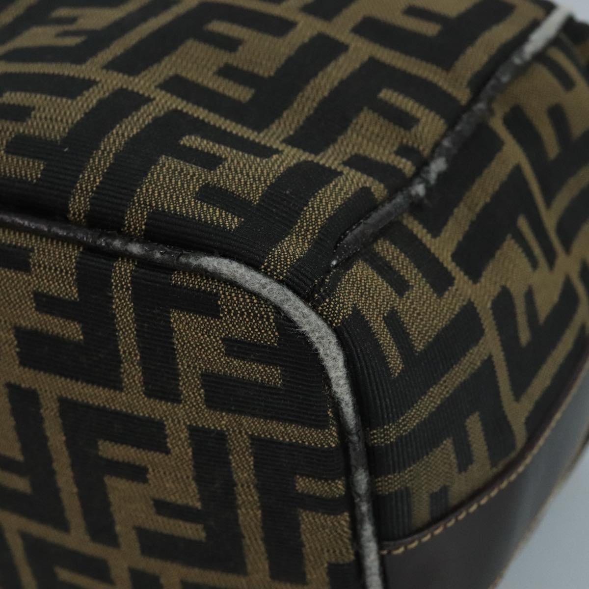 FENDI Zucca Canvas Vanity Pouch Brown Black gold 111462