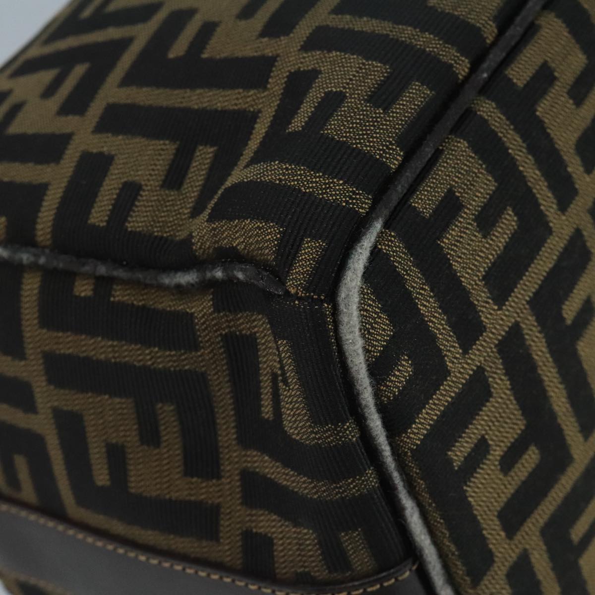 FENDI Zucca Canvas Vanity Pouch Brown Black gold 111462