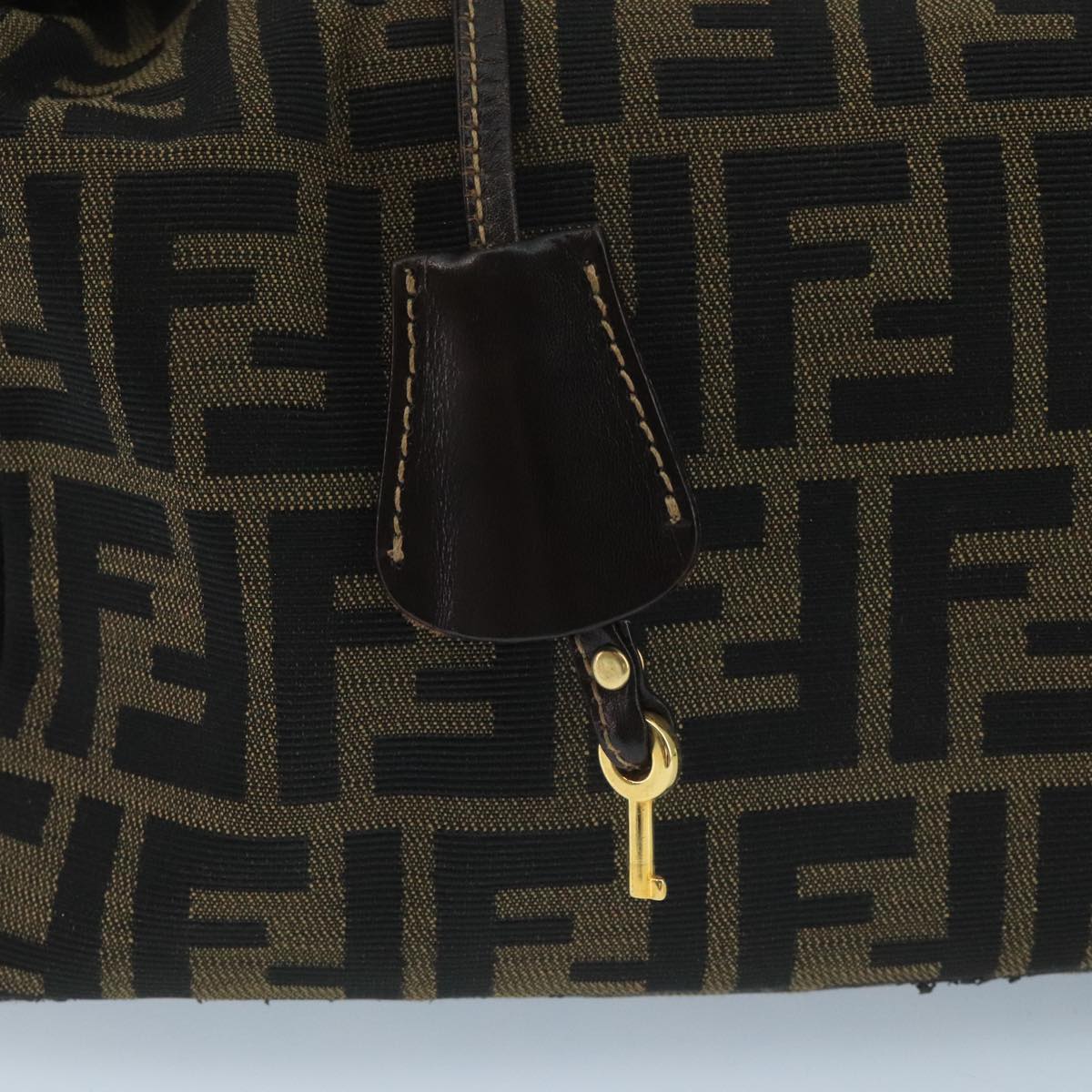 FENDI Zucca Canvas Vanity Pouch Brown Black gold 111462