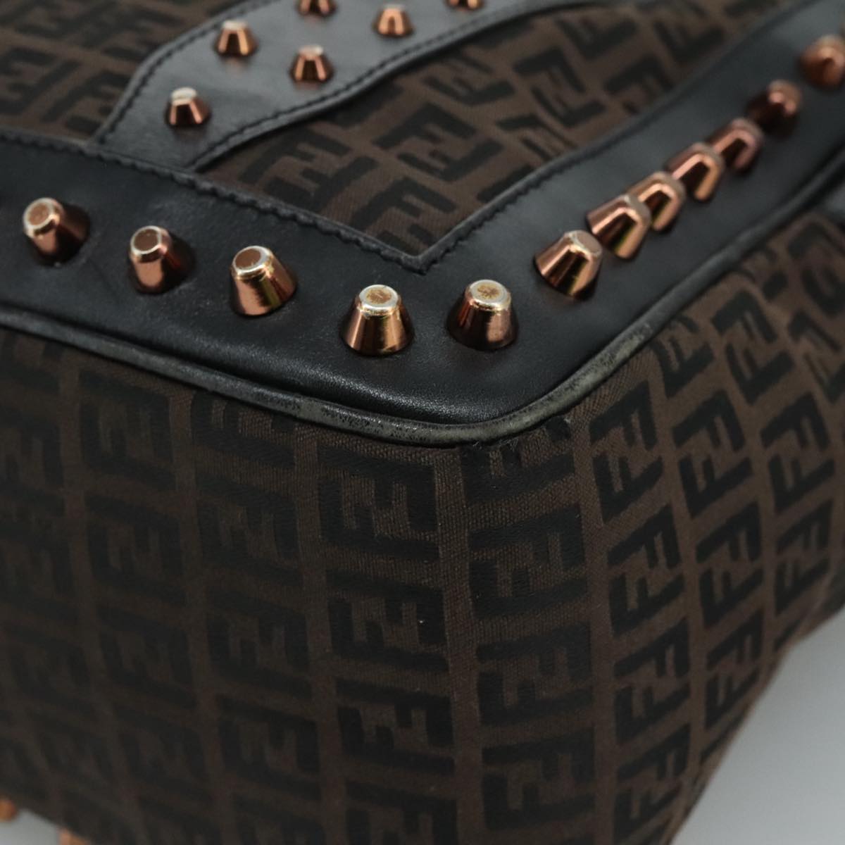 FENDI Zucchino Canvas Hand Bag Black 111601