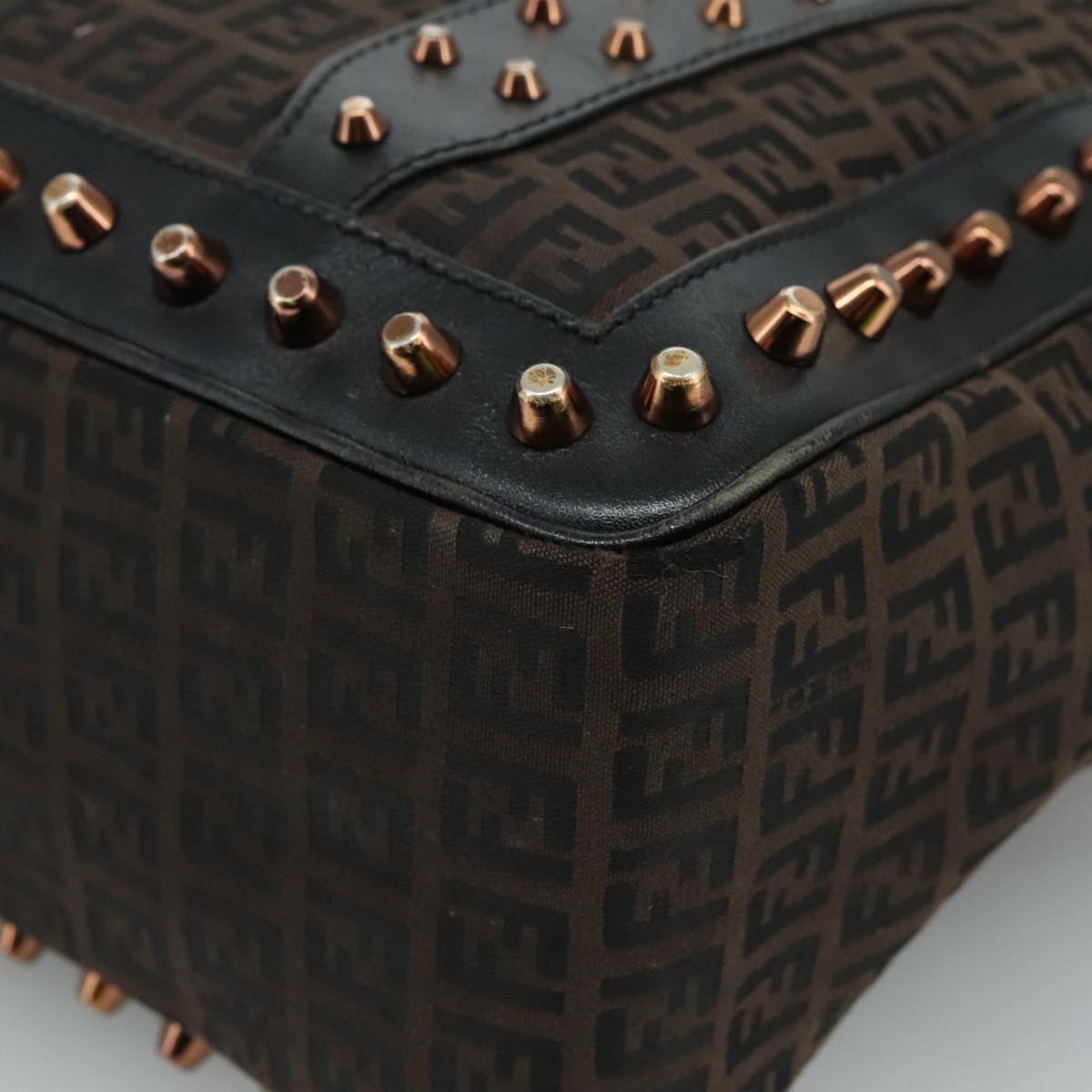 FENDI Zucchino Canvas Hand Bag Black 111601