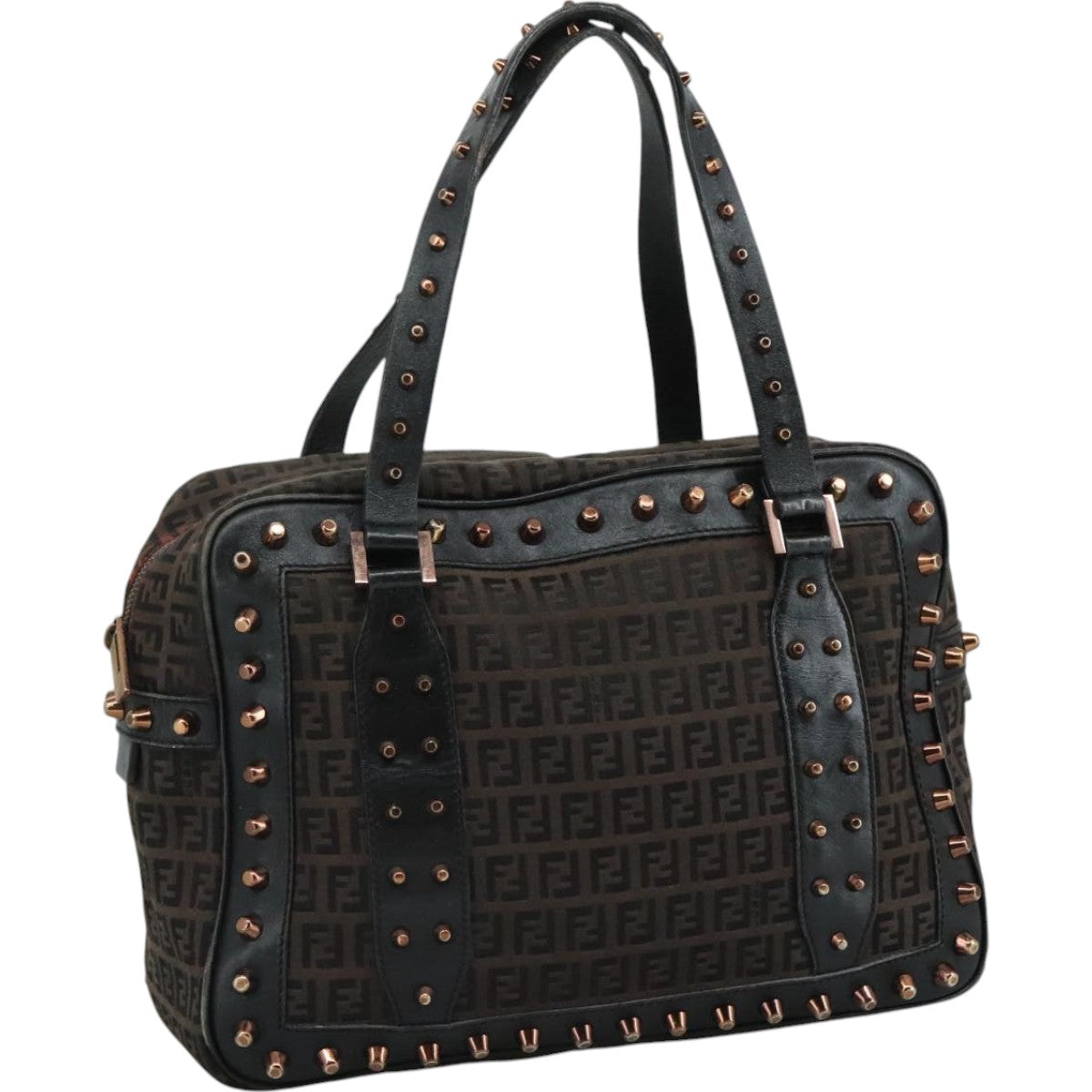 FENDI Zucchino Canvas Hand Bag Black 111601