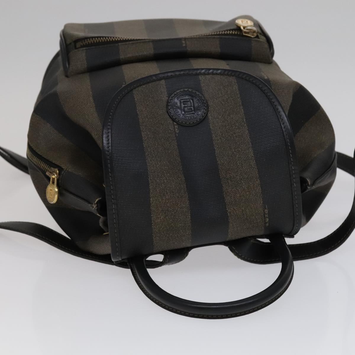 FENDI Pecan Canvas Backpack Brown Black gold 111604