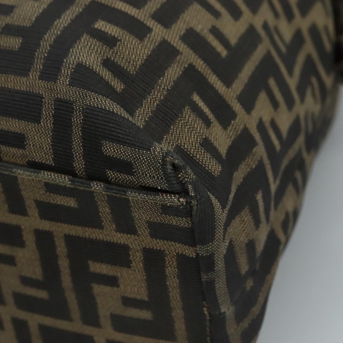 FENDI Zucca Canvas Shoulder Bag Brown Black 111665