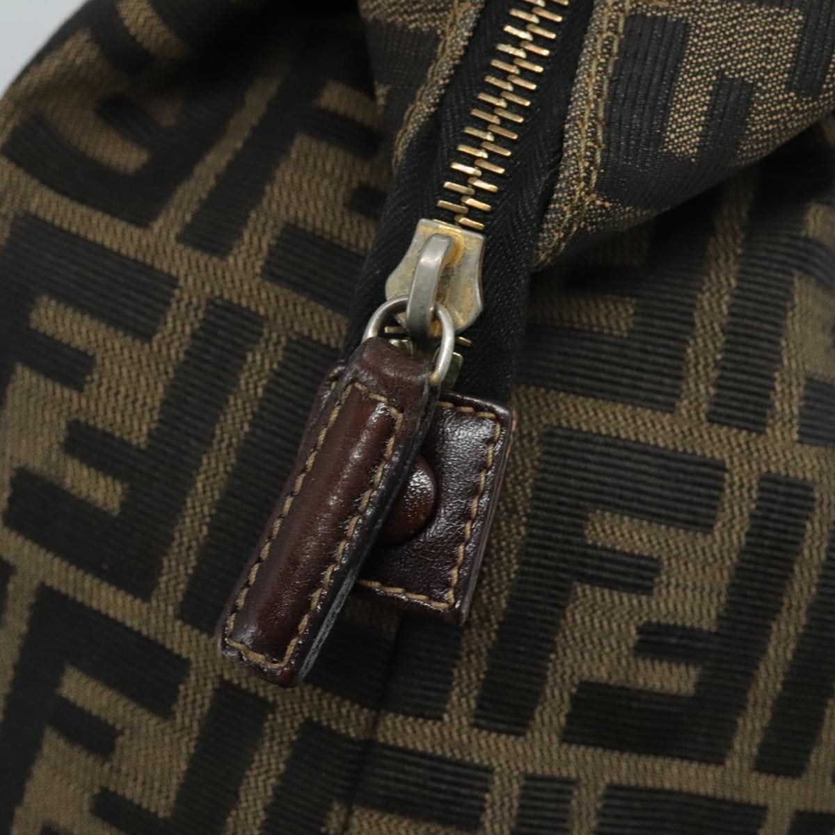 FENDI Zucca Canvas Shoulder Bag Brown Black 111665