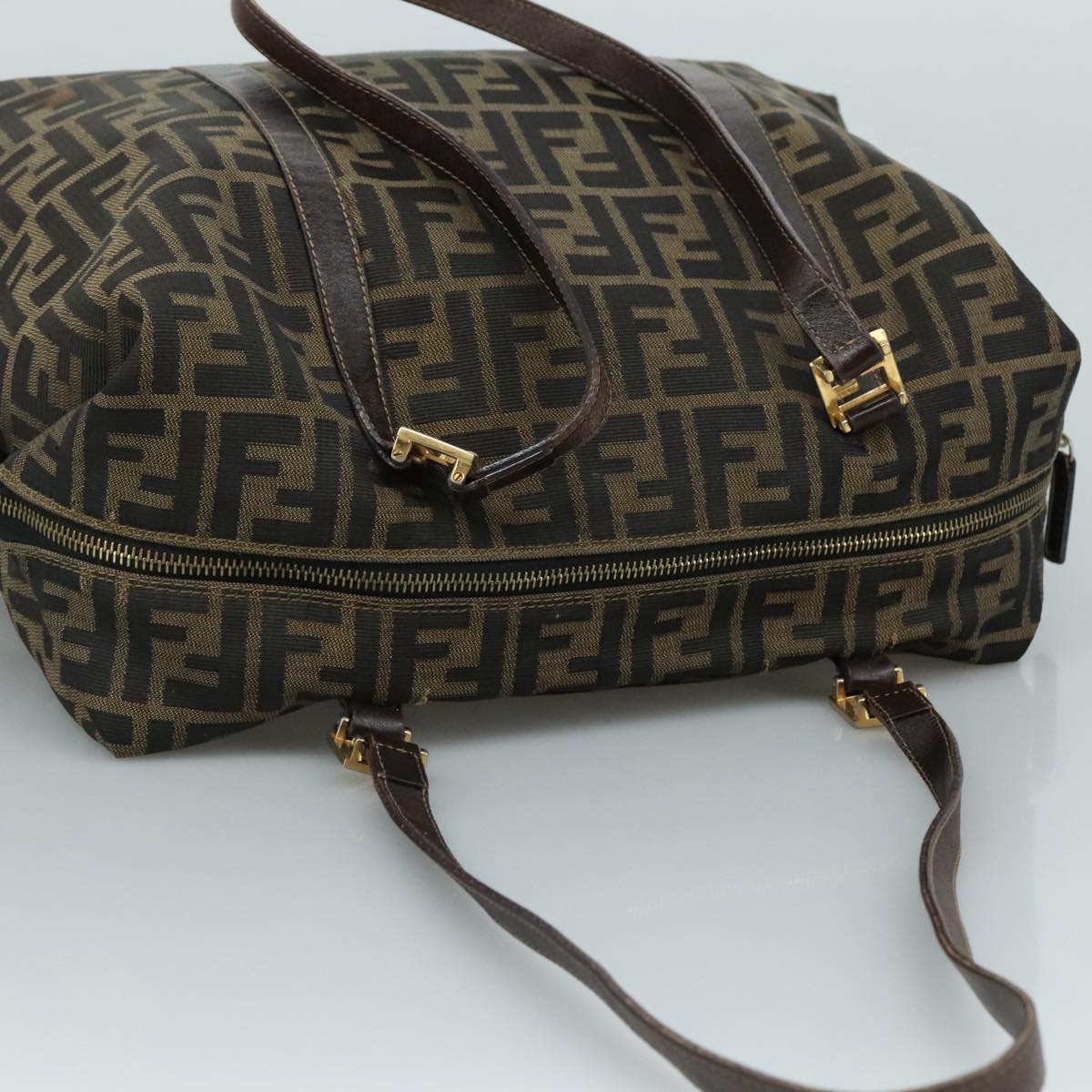 FENDI Zucca Canvas Shoulder Bag Brown Black 111665