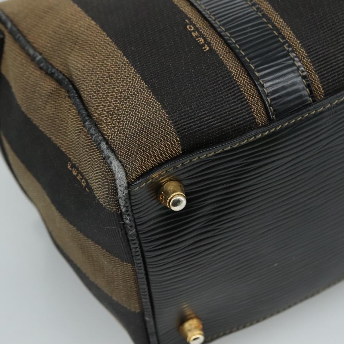 FENDI Pecan Canvas Hand Bag 2way Brown Black gold 111719