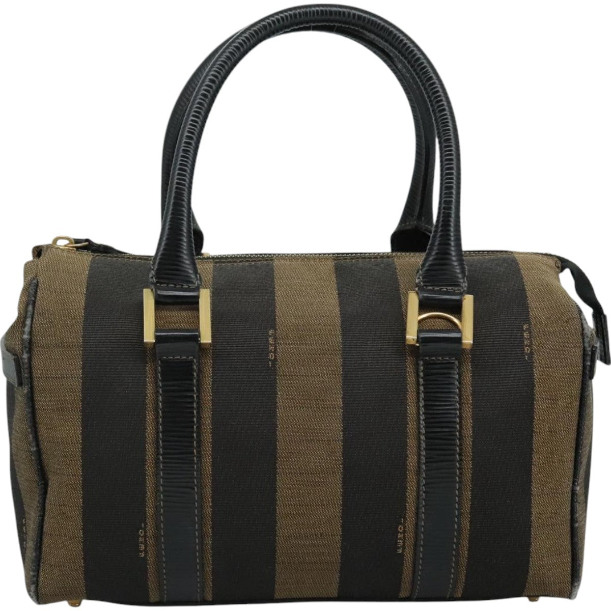 FENDI Pecan Canvas Hand Bag 2way Brown Black gold 111719
