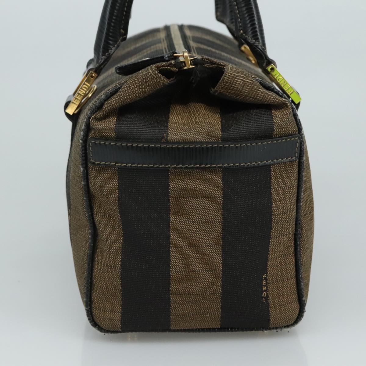 FENDI Pecan Canvas Hand Bag 2way Brown Black gold 111719