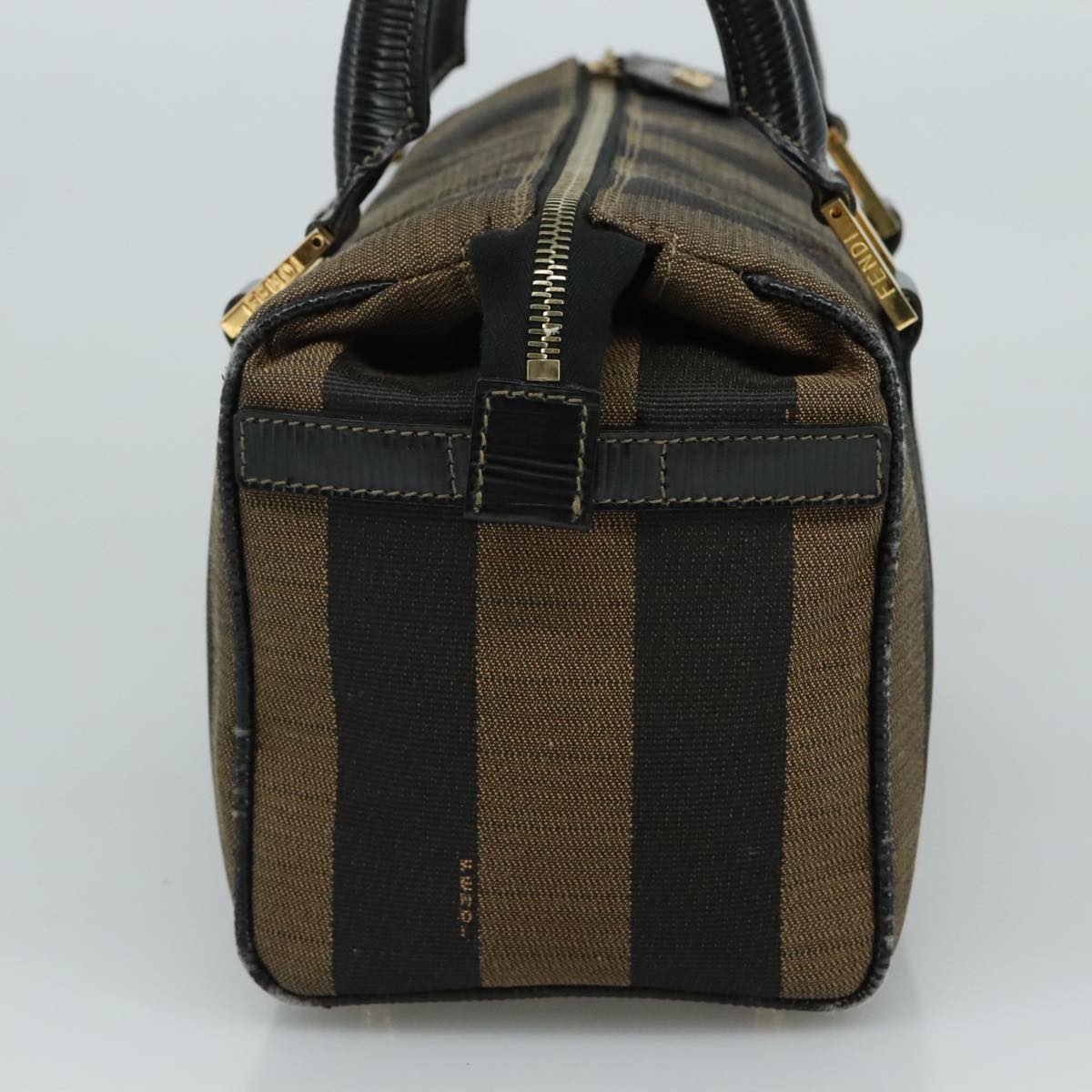 FENDI Pecan Canvas Hand Bag 2way Brown Black gold 111719