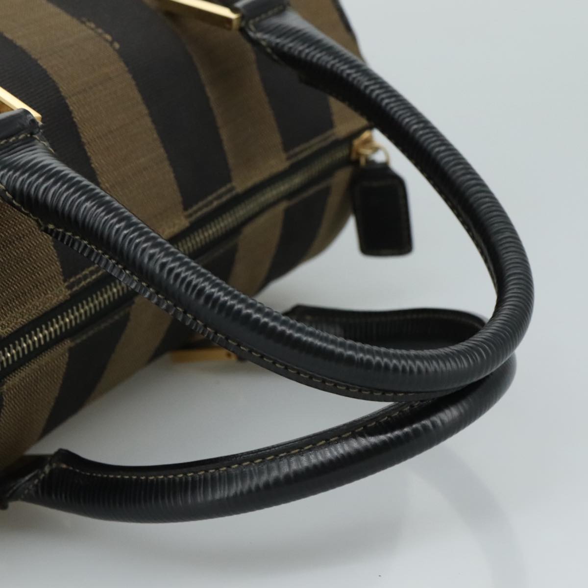 FENDI Pecan Canvas Hand Bag 2way Brown Black gold 111719