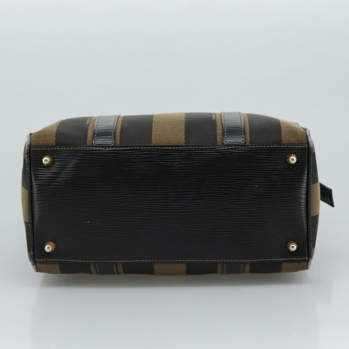FENDI Pecan Canvas Hand Bag 2way Brown Black gold 111719