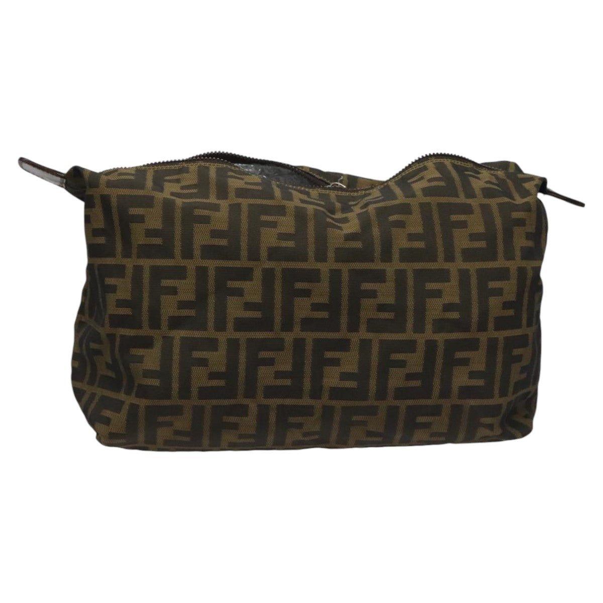 FENDI Zucca Canvas Pouch Brown Black Silver 111841
