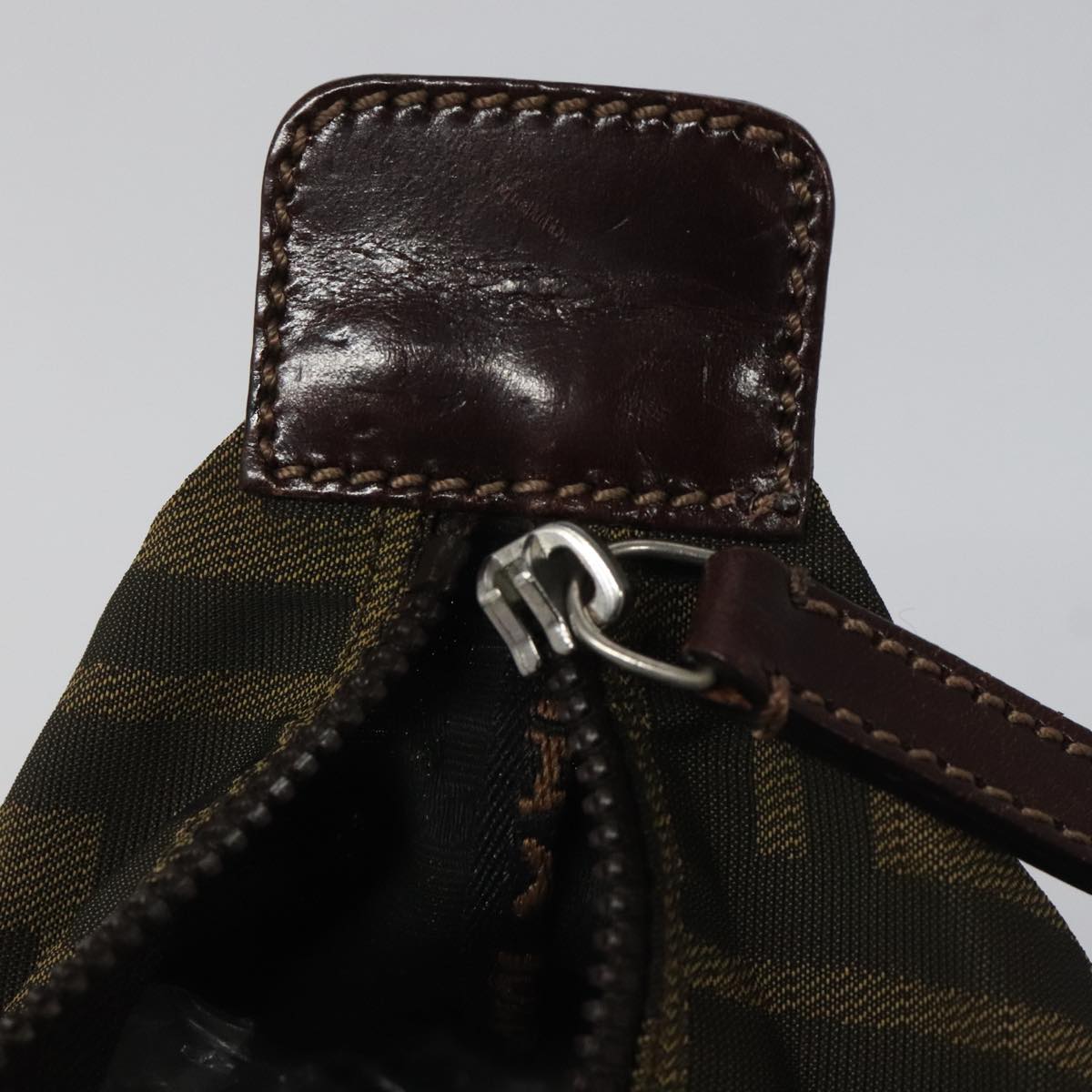 FENDI Zucca Canvas Pouch Brown Black Silver 111841