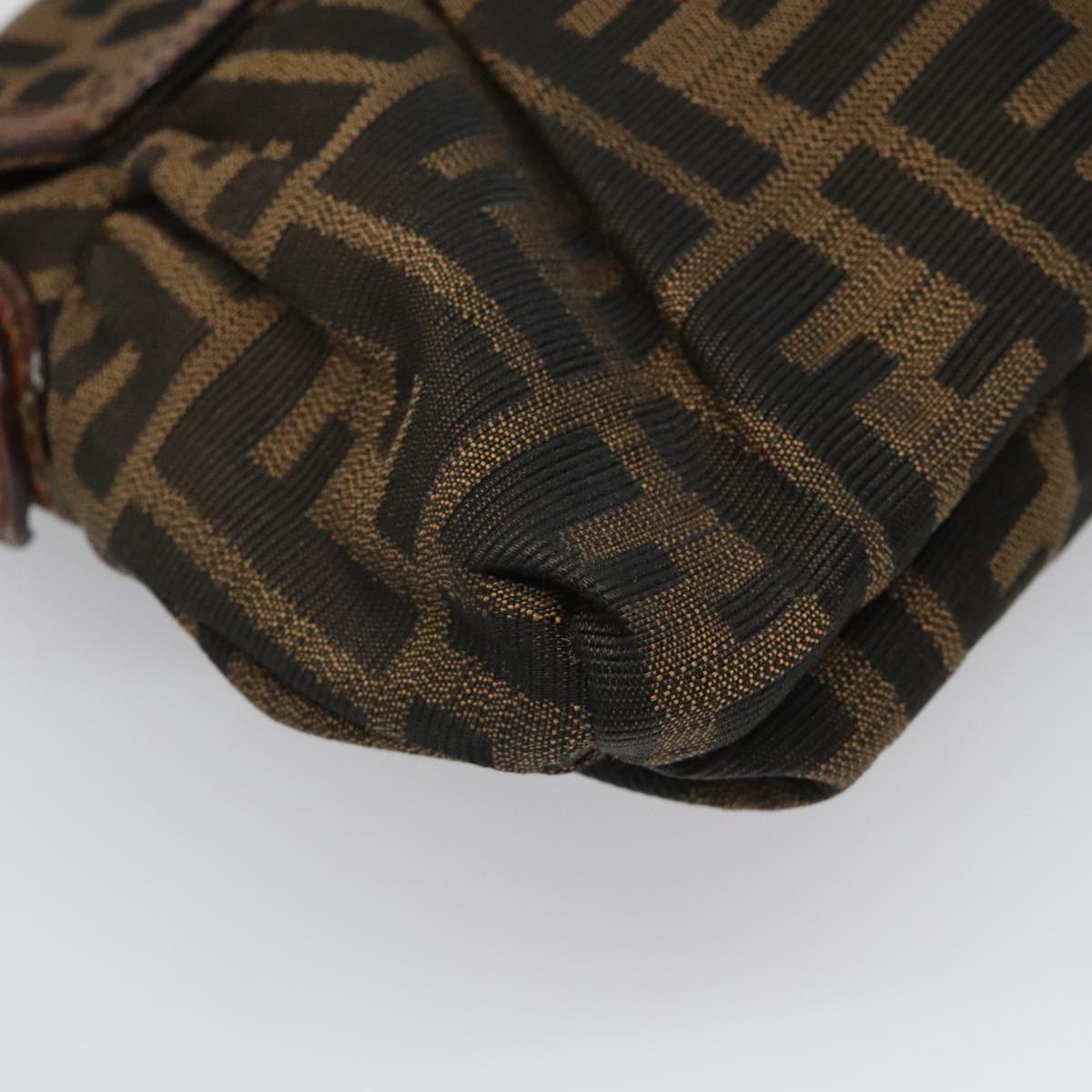 FENDI Zucca Canvas Shoulder Bag Brown Black gold 111883