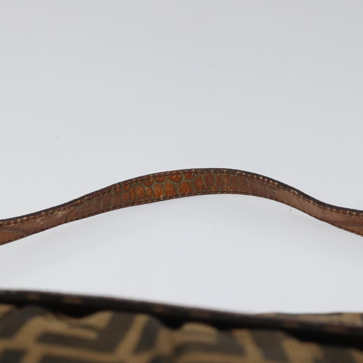 FENDI Zucca Canvas Shoulder Bag Brown Black gold 111883
