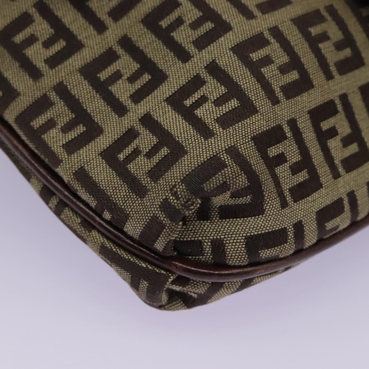 FENDI Zucchino Canvas Shoulder Bag Beige 111886