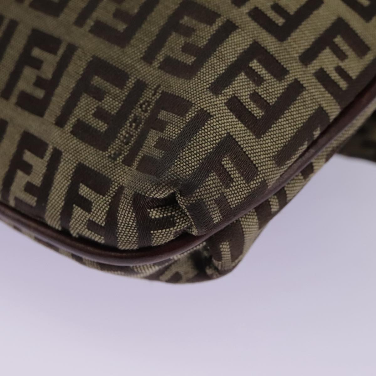 FENDI Zucchino Canvas Shoulder Bag Beige 111886