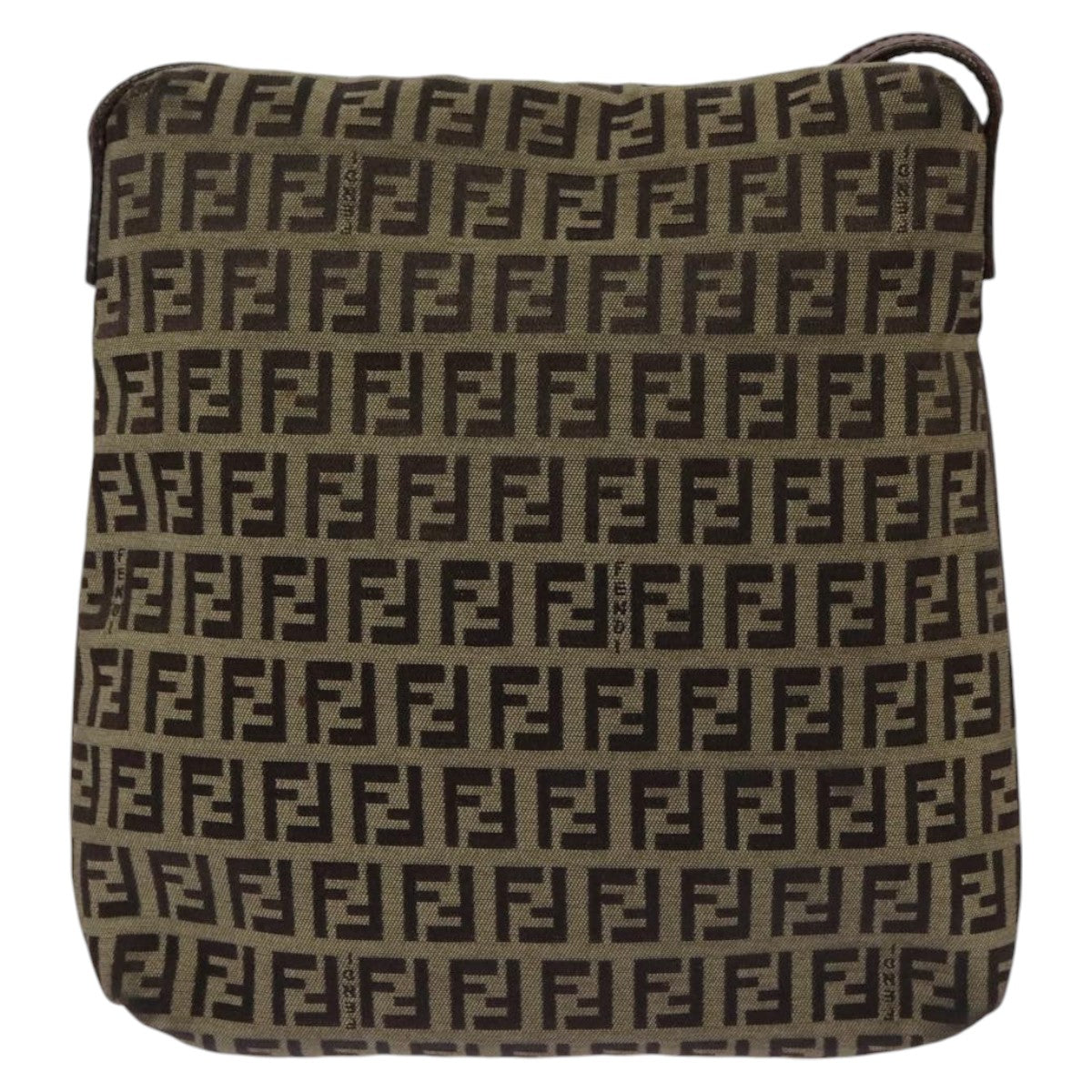 FENDI Zucchino Canvas Shoulder Bag Beige 111886