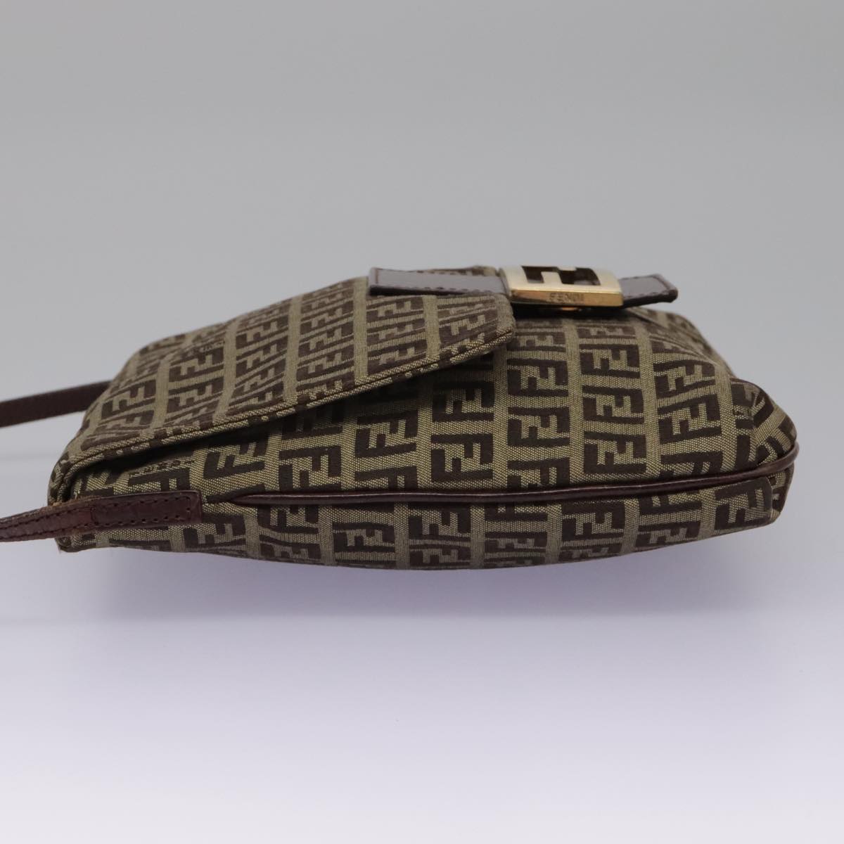 FENDI Zucchino Canvas Shoulder Bag Beige 111886