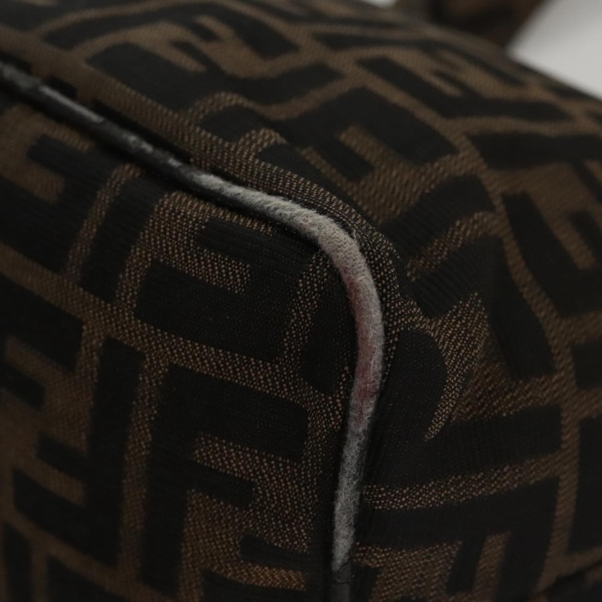FENDI Zucca Canvas Mamma Baguette Shoulder Bag Brown Black Silver 112458