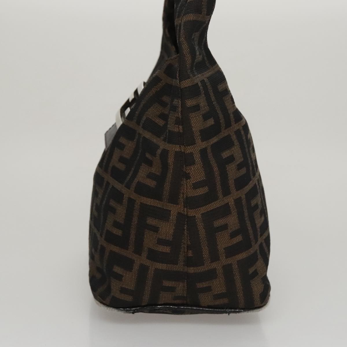 FENDI Zucca Canvas Mamma Baguette Shoulder Bag Brown Black Silver 112458